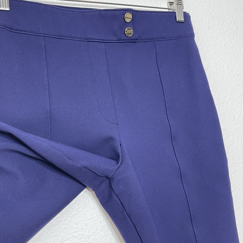 Spanx Perfect Pants Medium Blue Ponte Ankle Front Seam Pull On Button Tapered